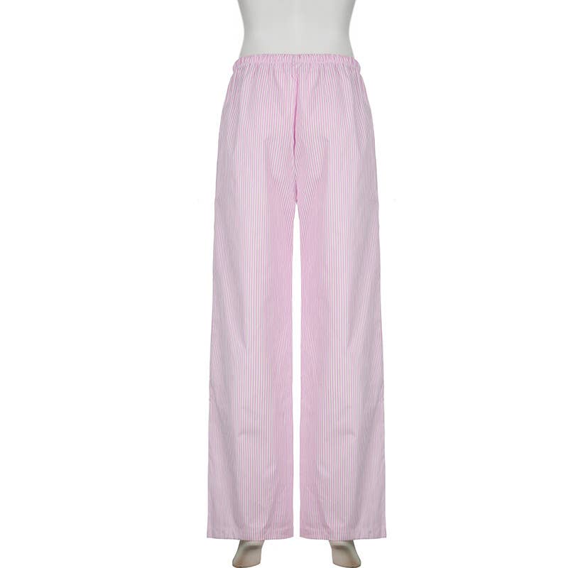 Low-waisted loose-fitting straight-leg trousers