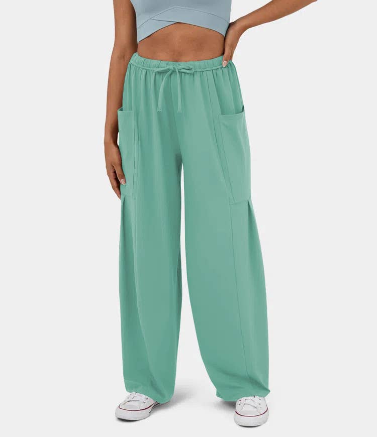 STYLISH ELASTIC-WAIST PLEATED HIGH-WAISTED PANTS