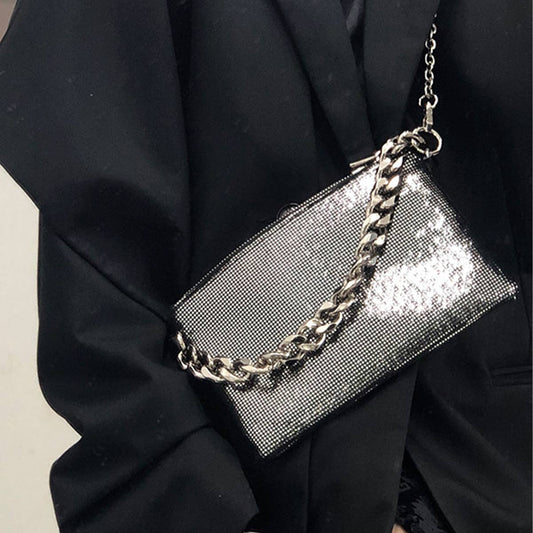 SILVER SEQUIN HANDBAG SHOULDER BAG_CWAB1391