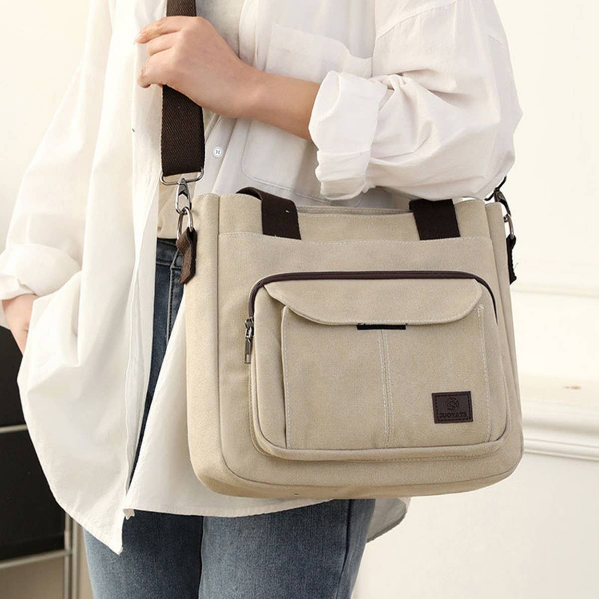 RETRO CASUAL CANVAS SHOULDER MESSENGER BAG_CWAB3483