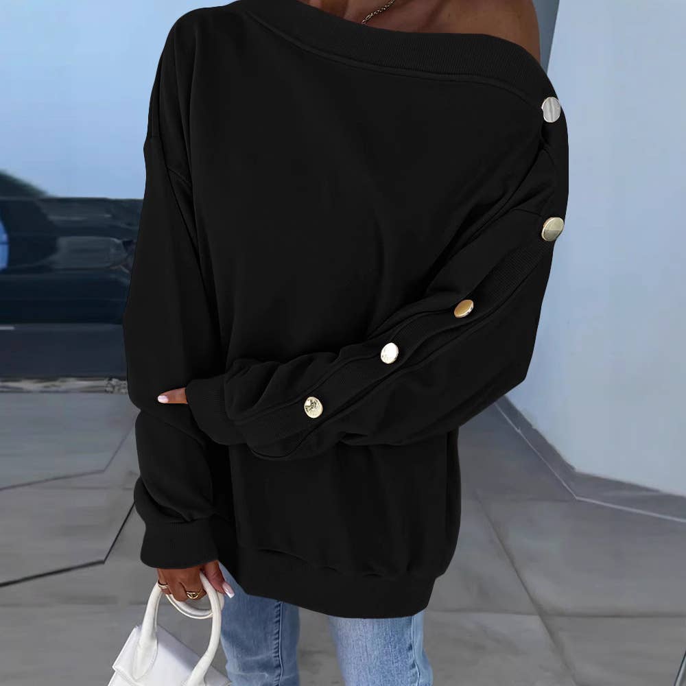 HOODIE WITH ASYMMETRICAL NECKLINE SLEEVES