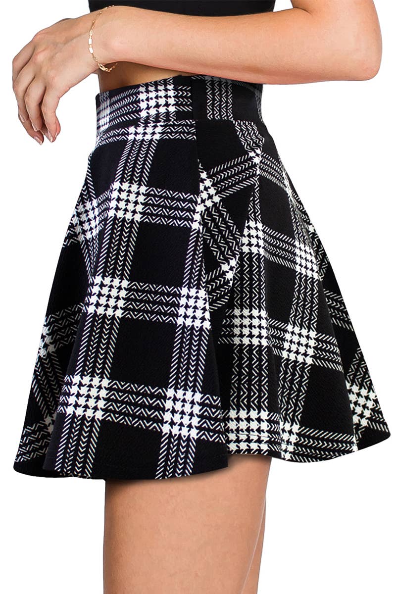 CWBSS105_High Waisted Skirt Mini A-Line Flared Skater Skirt