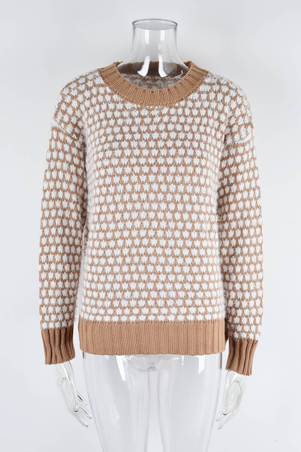 Patchwork Crew Neck Fashion Long-Sleeved Sweater