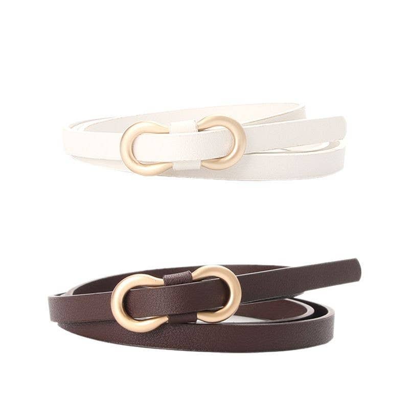 Fashionable versatile PU leather thin waist strap