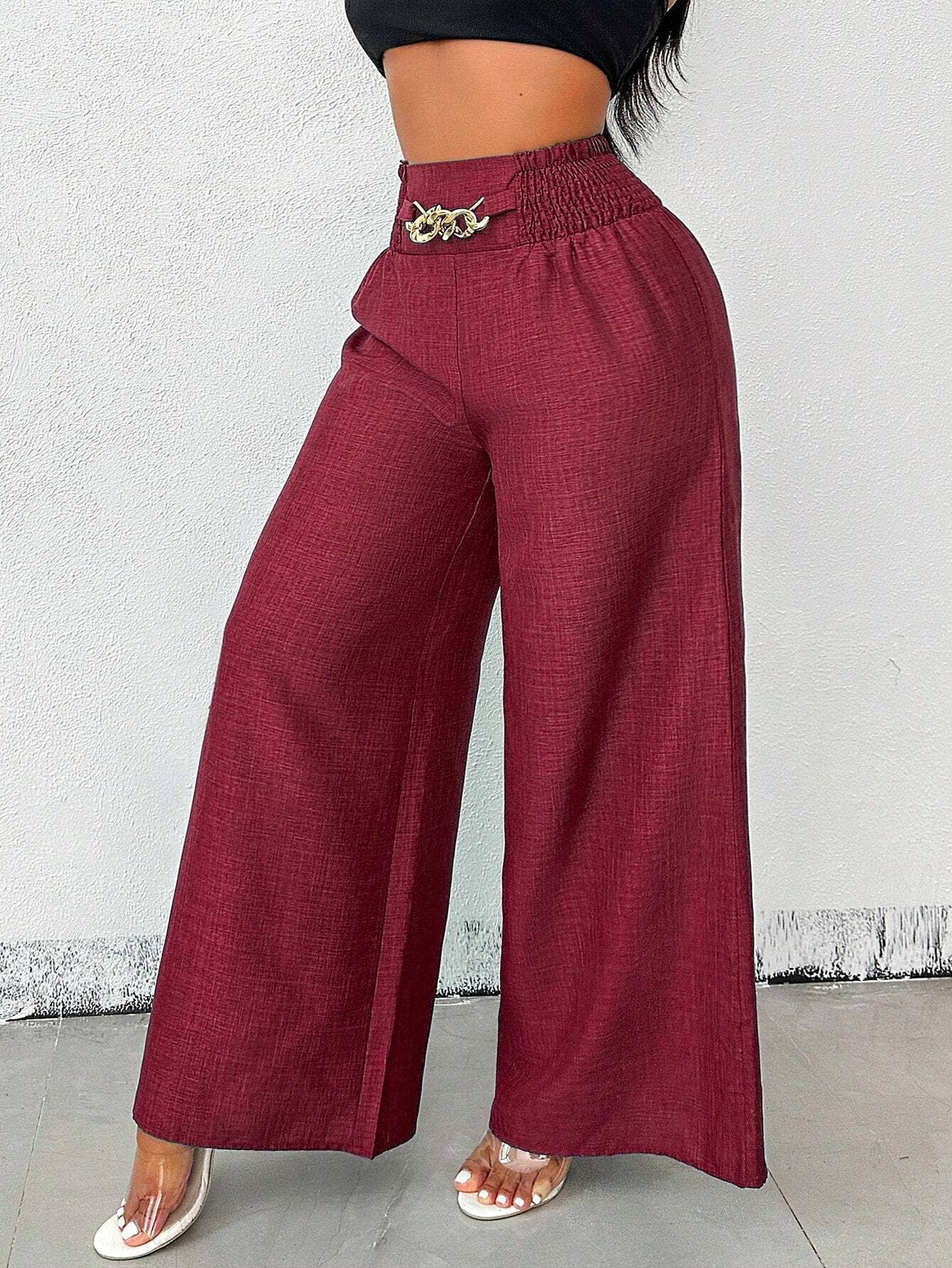 Stylish retro high-waisted slacks with wide legs
