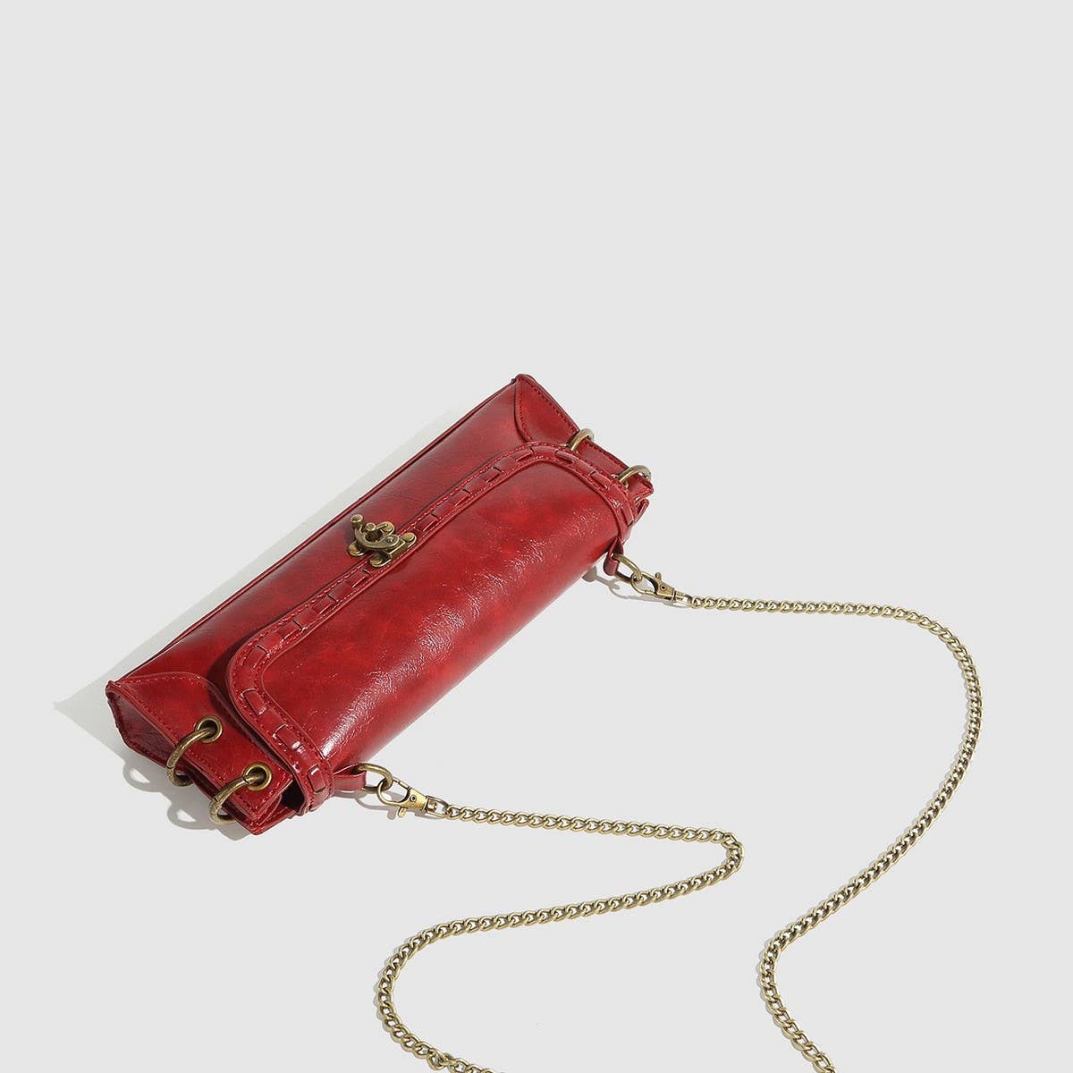 Retro Bronze Lock Biker Shoulder Crossbody_CWAB5725