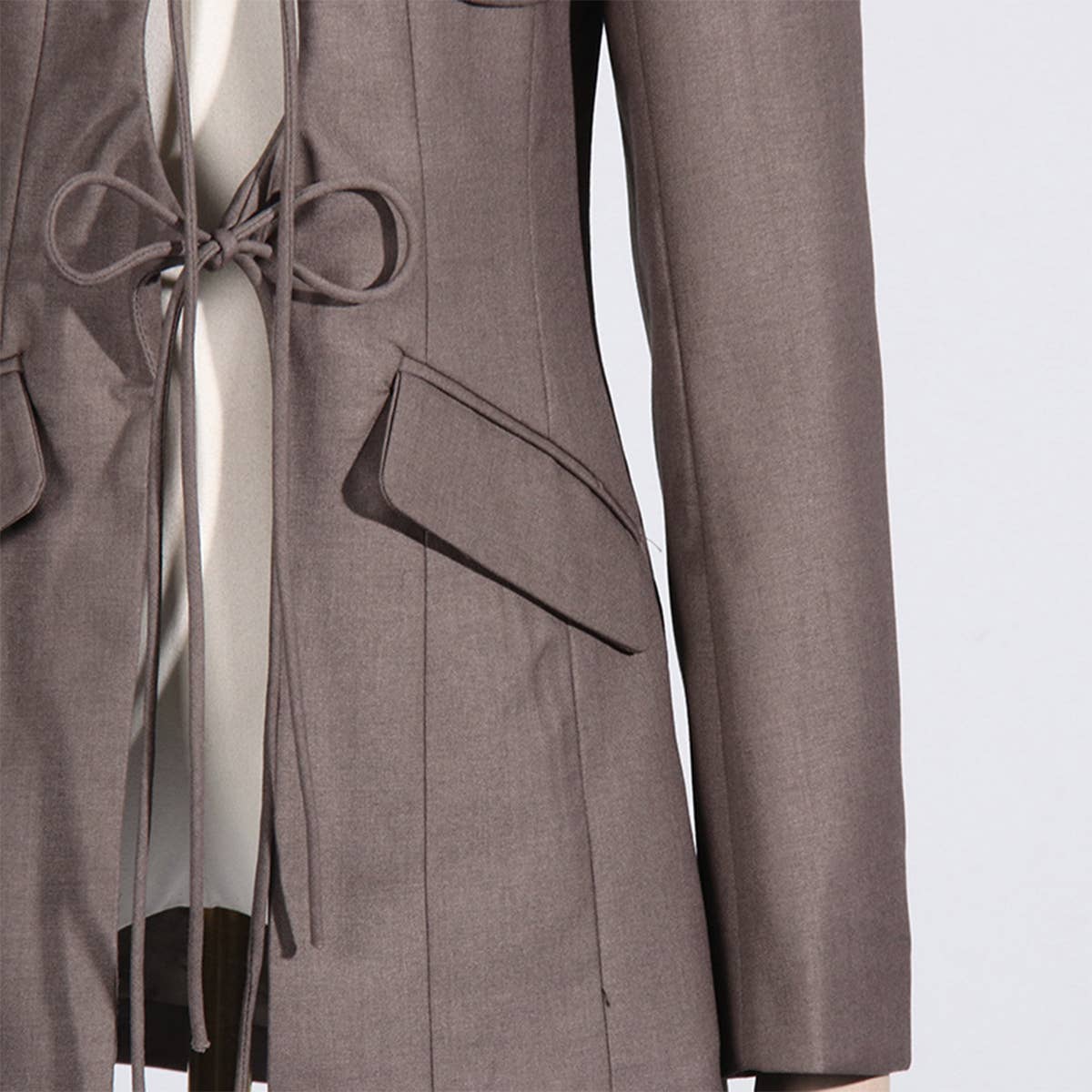 Sexy V-Neck Lace-Up Waist Blazer with Asymmetry