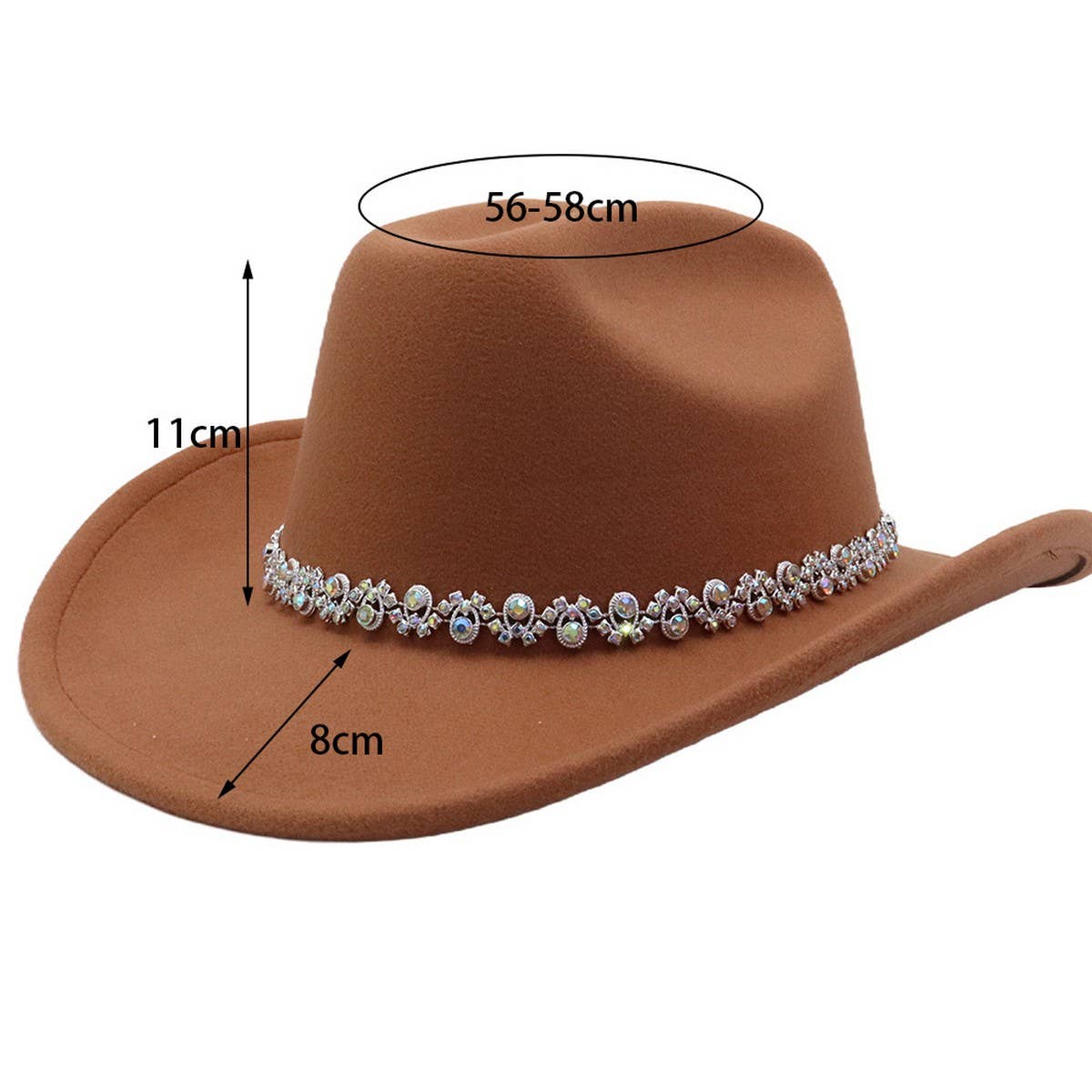 Festival White Felt Cowboy Hat with Sparkle Trim_CWAH04458