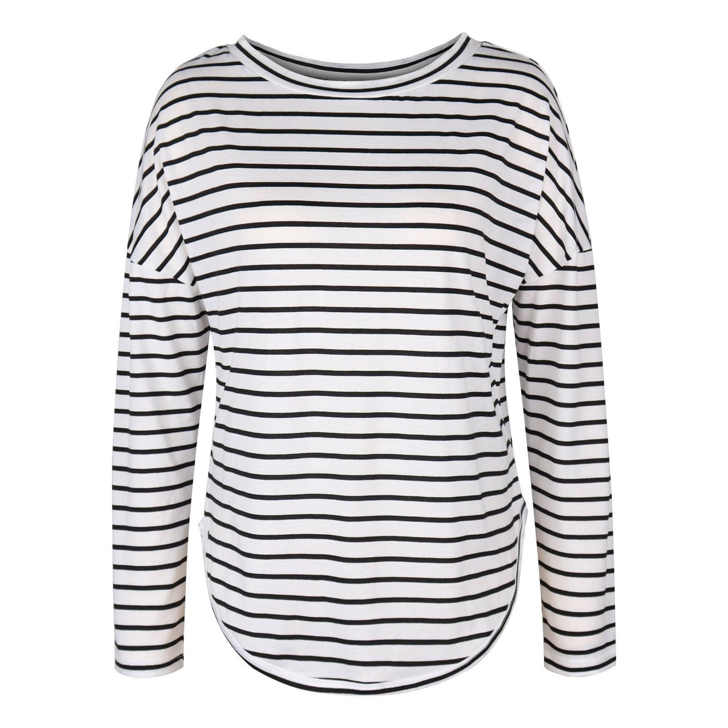 Striped loose round-neck long-sleeved T-shirt