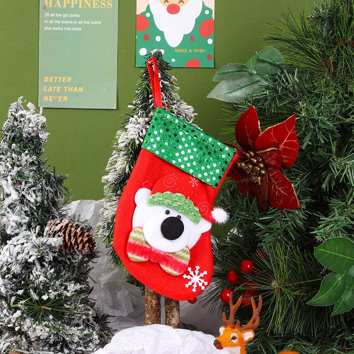 SEQUINED 3D SANTA CLAUS CHRISTMAS STOCKINGS