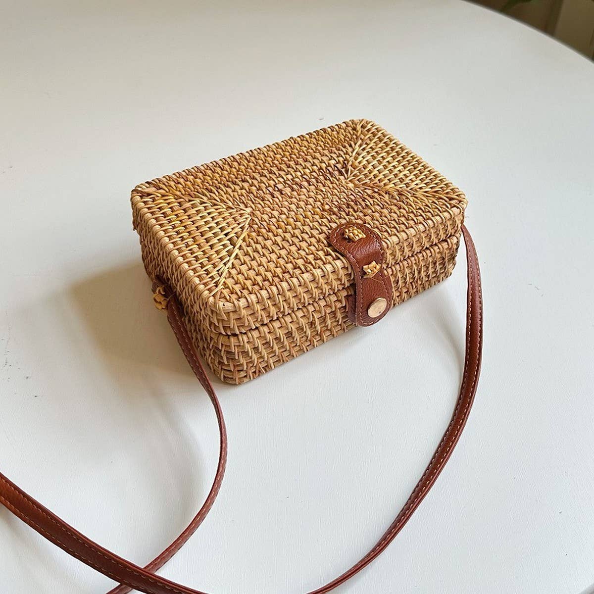 VINTAGE AUTUMN RATTAN SHOULDER CROSSBODY BAG