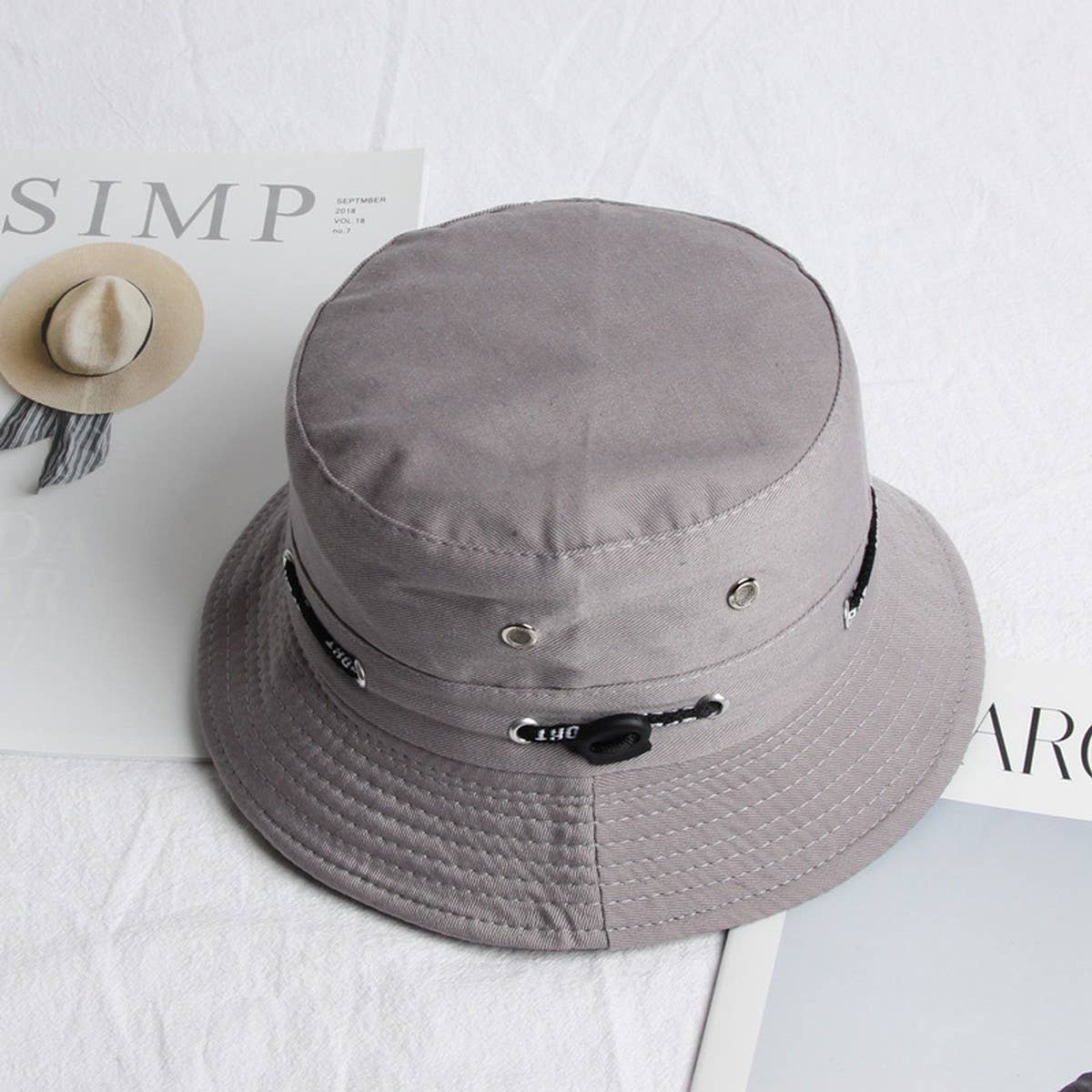 CWAH1519_SOLID COLOR CASUAL REVERSIBLE SUNSCREEN BUCKET HAT