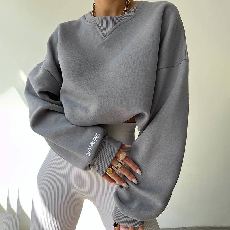 KNIT CREW-NECK LONG-SLEEVED FASHION CASUAL HOODIE