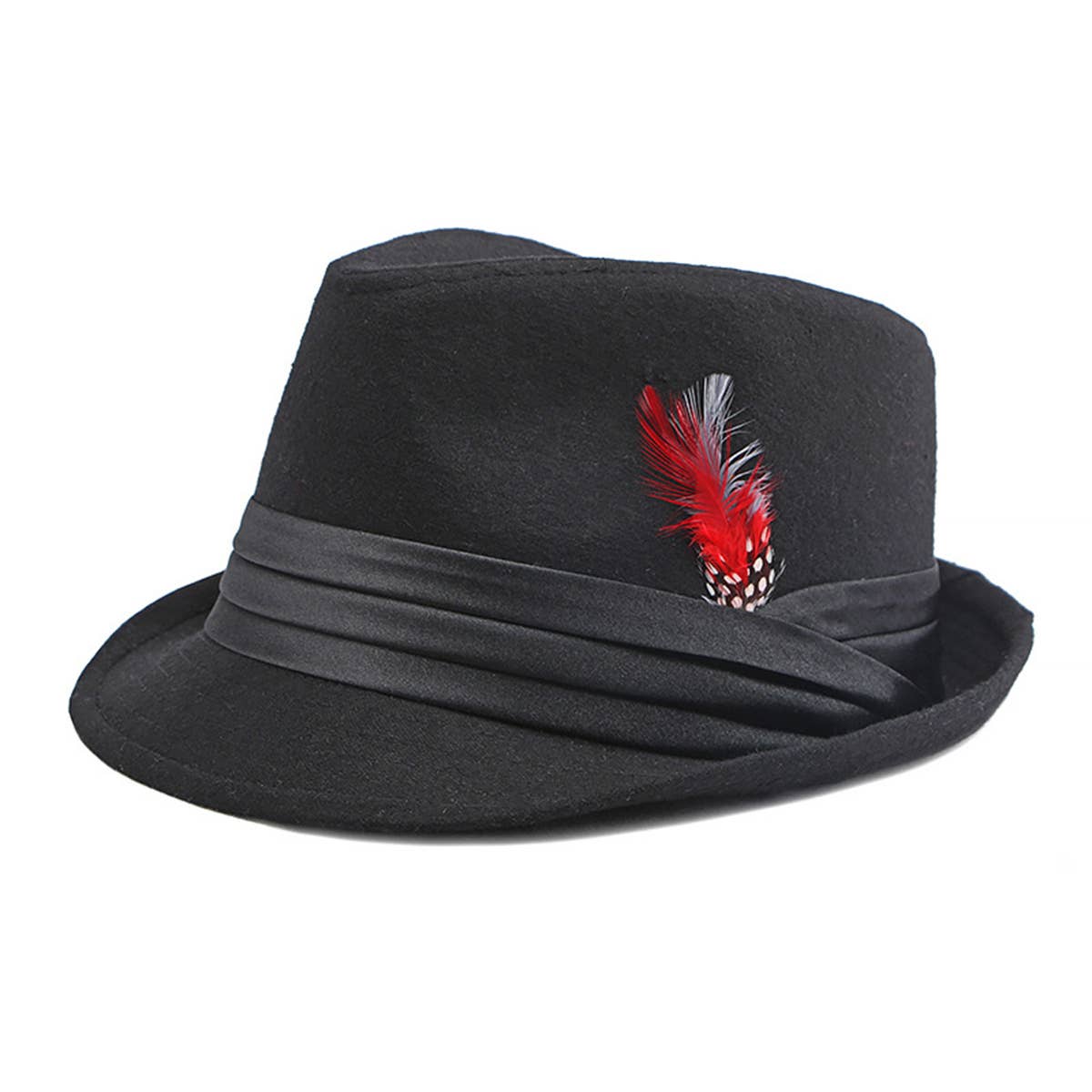 AUTUMN AND WINTER RETRO FASHION FEATHER JAZZ HAT_CWAH1916