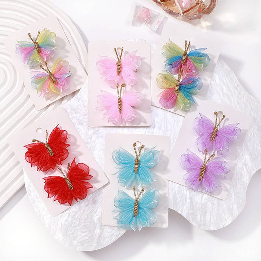 Sheer Gradient Butterfly Hair Clip Set for Girls