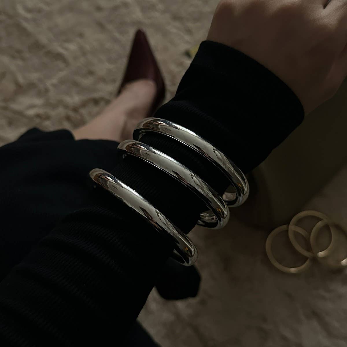 DESIGN GEOMETRIC SQUARE POLISHED RING BRACELET