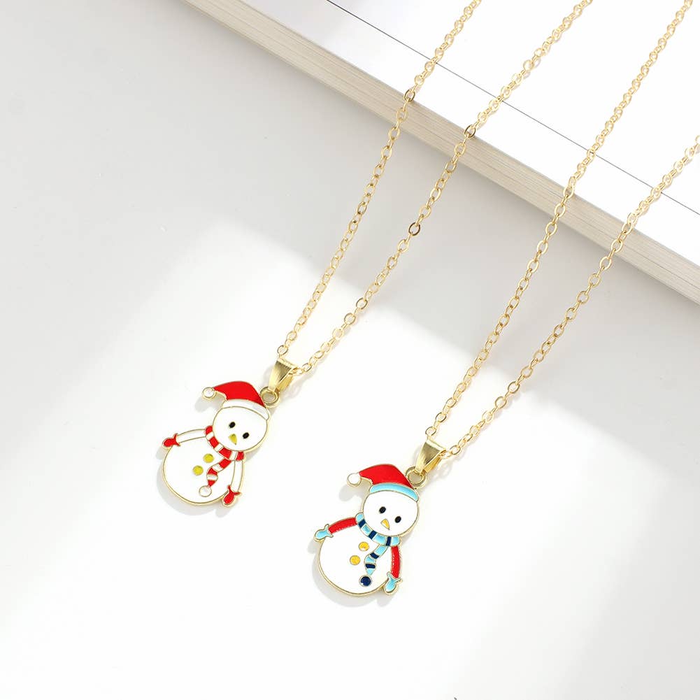 CHRISTMAS SNOWMAN CHRISTMAS TREE NECKLACE SET