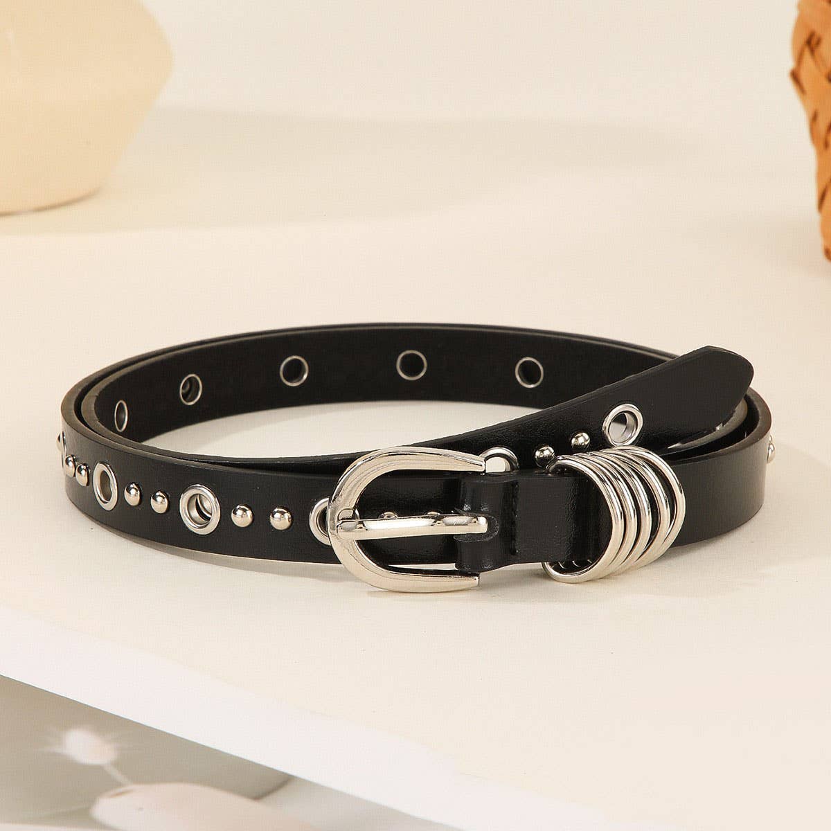 Silver Grommet Punk Belt for Skirts Jeans Outfits_CWABE1231