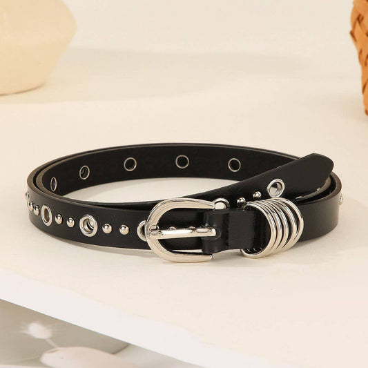 Silver Grommet Punk Belt for Skirts Jeans Outfits_CWABE1231