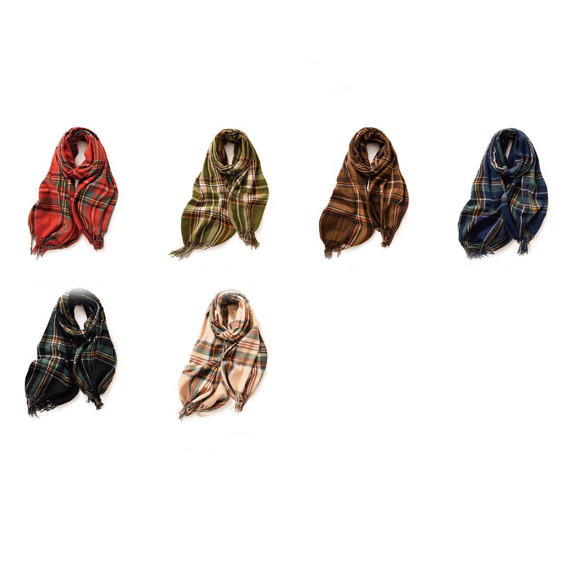 Plaid Winter Scarf for Women with Tassels, Warm_CWASC0186