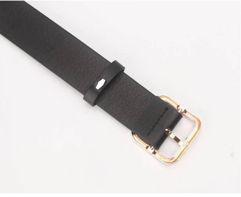 Retro versatile square buckle-top pu leather belt