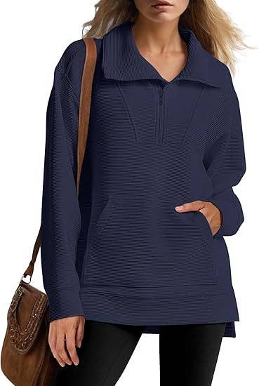 SOLID COLOR HALF ZIP LAPEL HEM IRREGULAR HOODIE