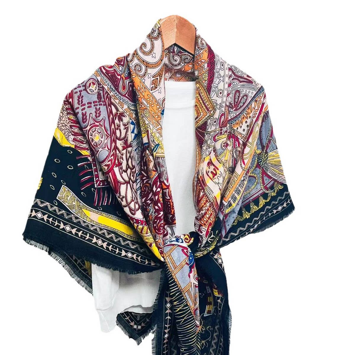 Geometric Commuter Scarf ? Large Lightweight Wrap