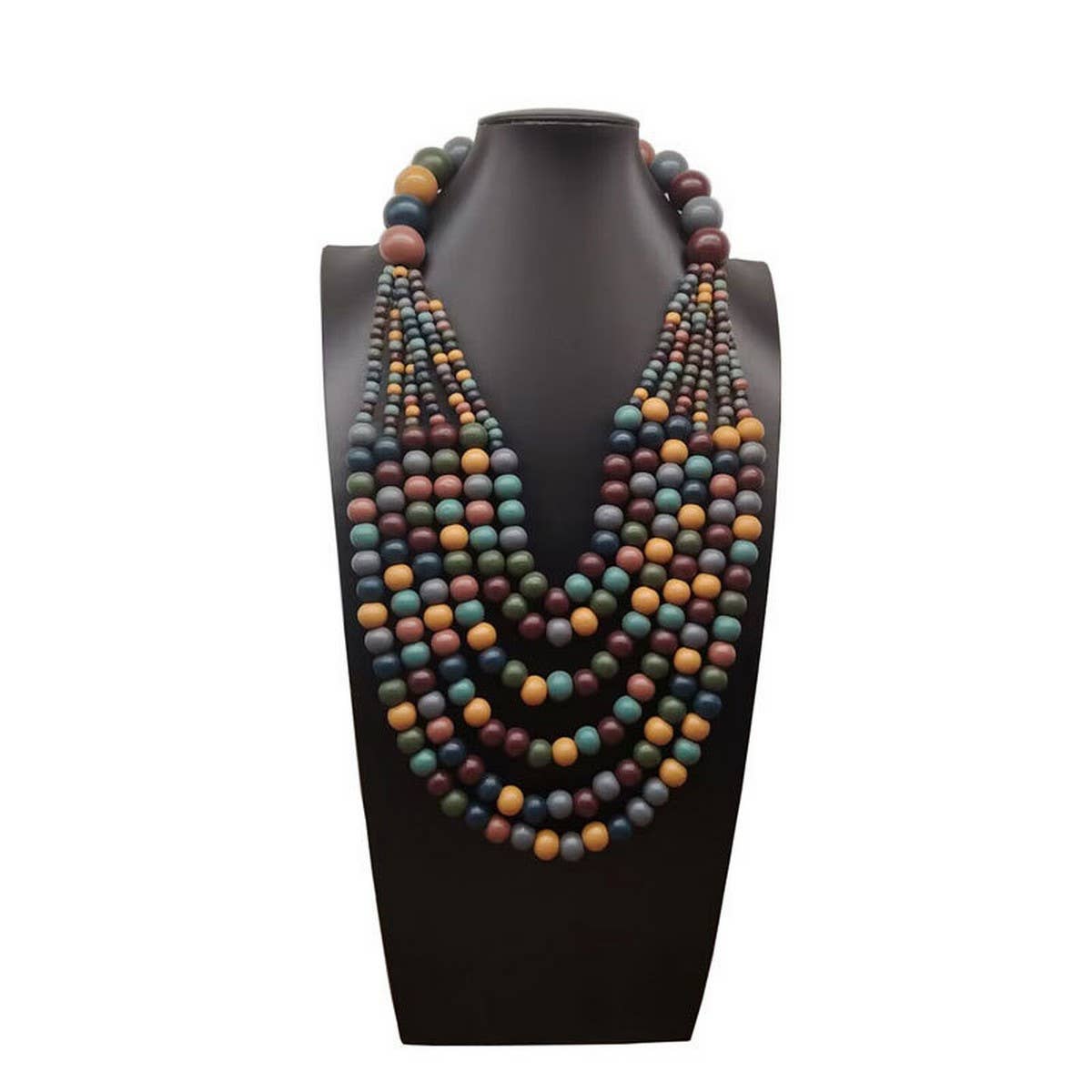 MULTI-LAYER WOODEN BEAD TASSEL SWEATER CHAIN