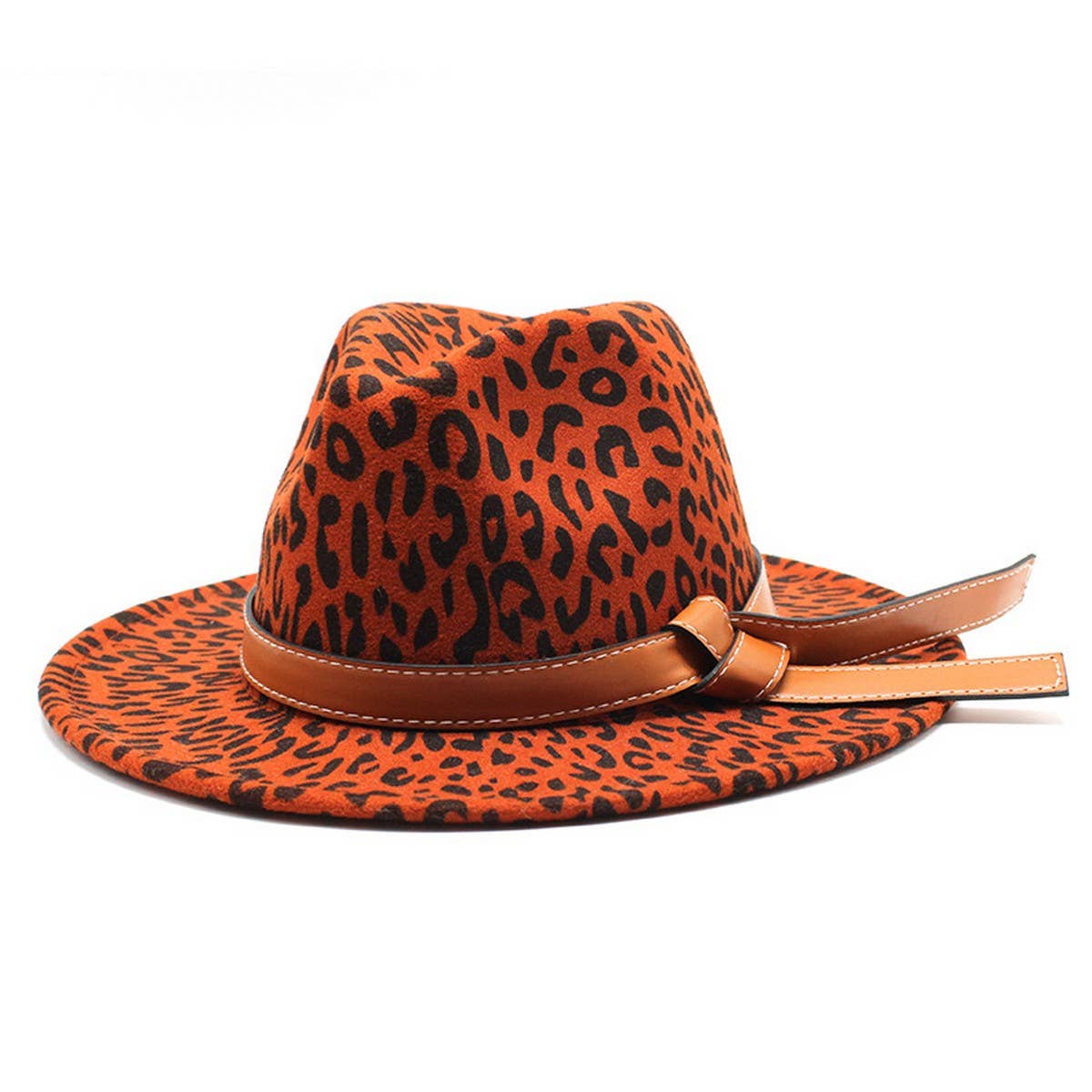 VINTAGE LEOPARD WOOLEN HAT COWBOY HAT FELT HAT_CWAH2603
