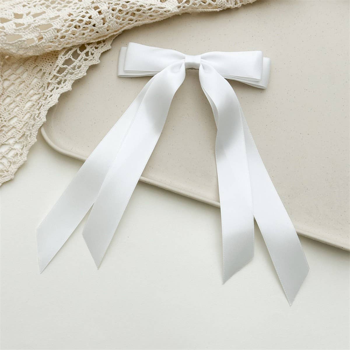 DOUBLE-LAYER BOW RIBBON TASSEL HAIR ACCESSORIES