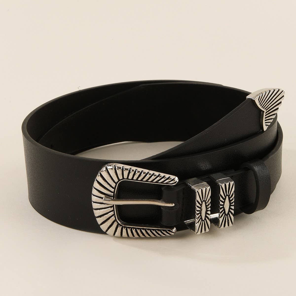 ALL-MATCH DECORATIVE RETRO NICHE BLACK TPE BELT_CWMM3946