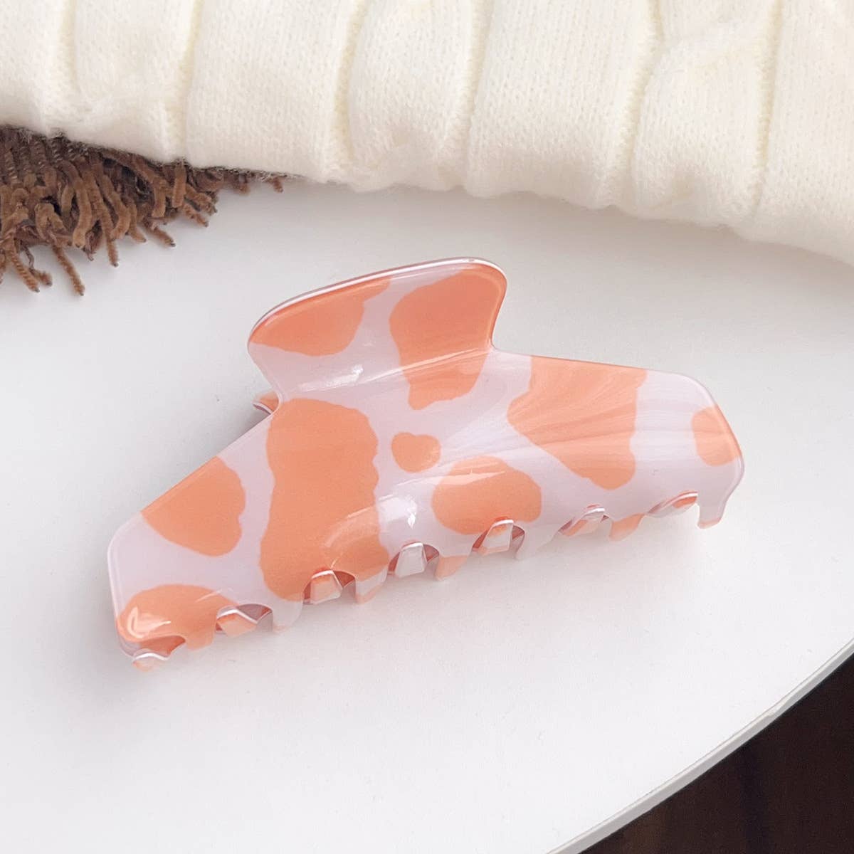 Colorful zebra print gripper French shark clip