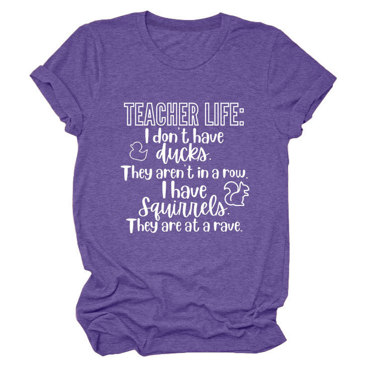 Casual Teacher Tee ??Round Neck Graphic Shirt_CWTTSL0479