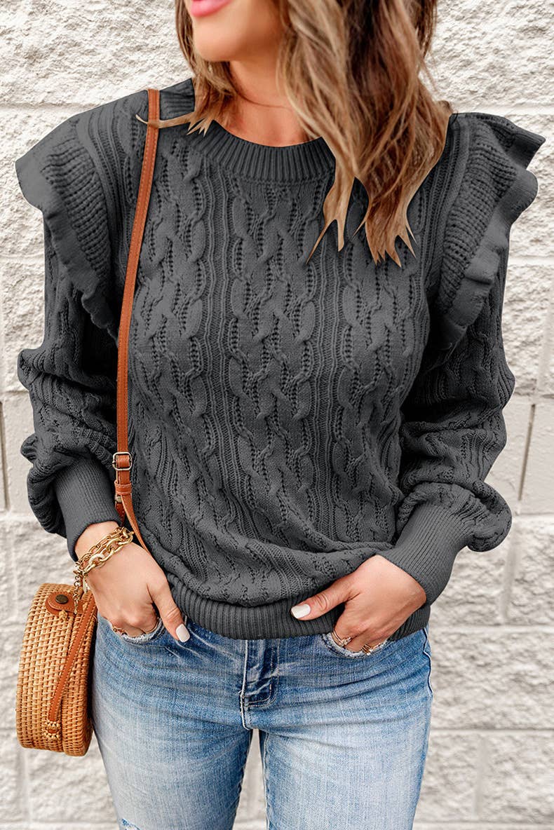 THICKENED SOLID COLOR LOOSE LONG-SLEEVED SWEATER