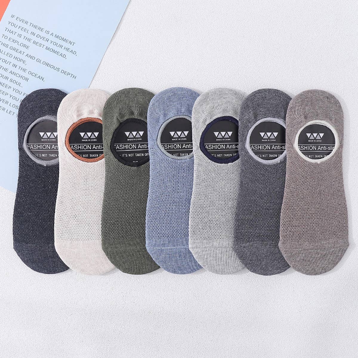 CASUAL SOLID COLOR HOLLOW SOCKS_CWMS0437