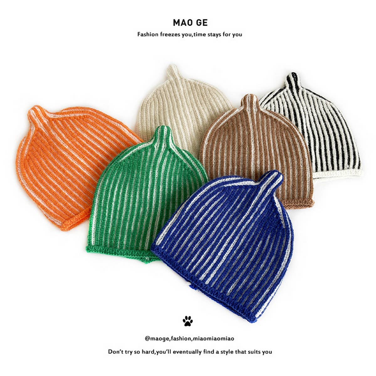 2-6 YEARS OLD CONTRAST COLOR CUTE  KNITTED HAT_CWAH2065