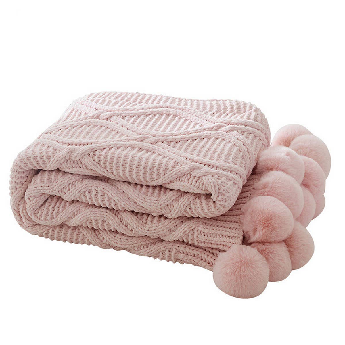 SOLID COLOR COMFORTABLE KNITTED BALL THROW BLANKET_CWMM2363