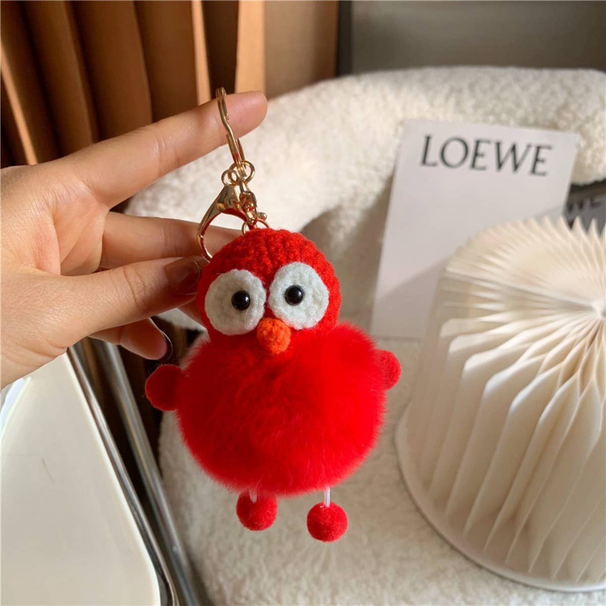 CUTE SMALL WOOL PLUSH BAG PENDANT CAR KEYCHAIN