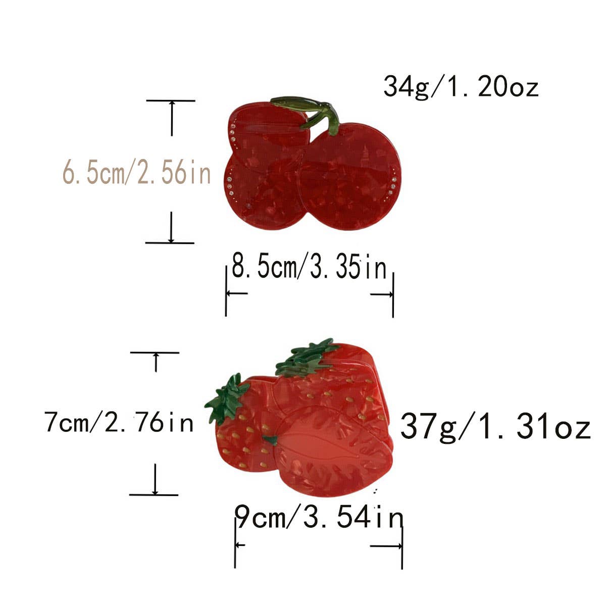 CWAHA07735_SUMMER FRUIT STRAWBERRY DURIAN ACRYLIC HAIR CLAW