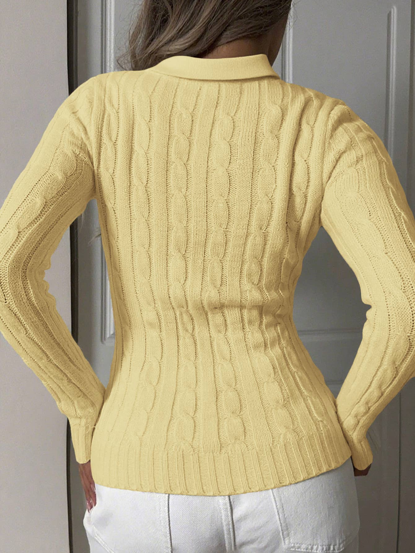 Simple long-sleeved shirt collar knitted sweater