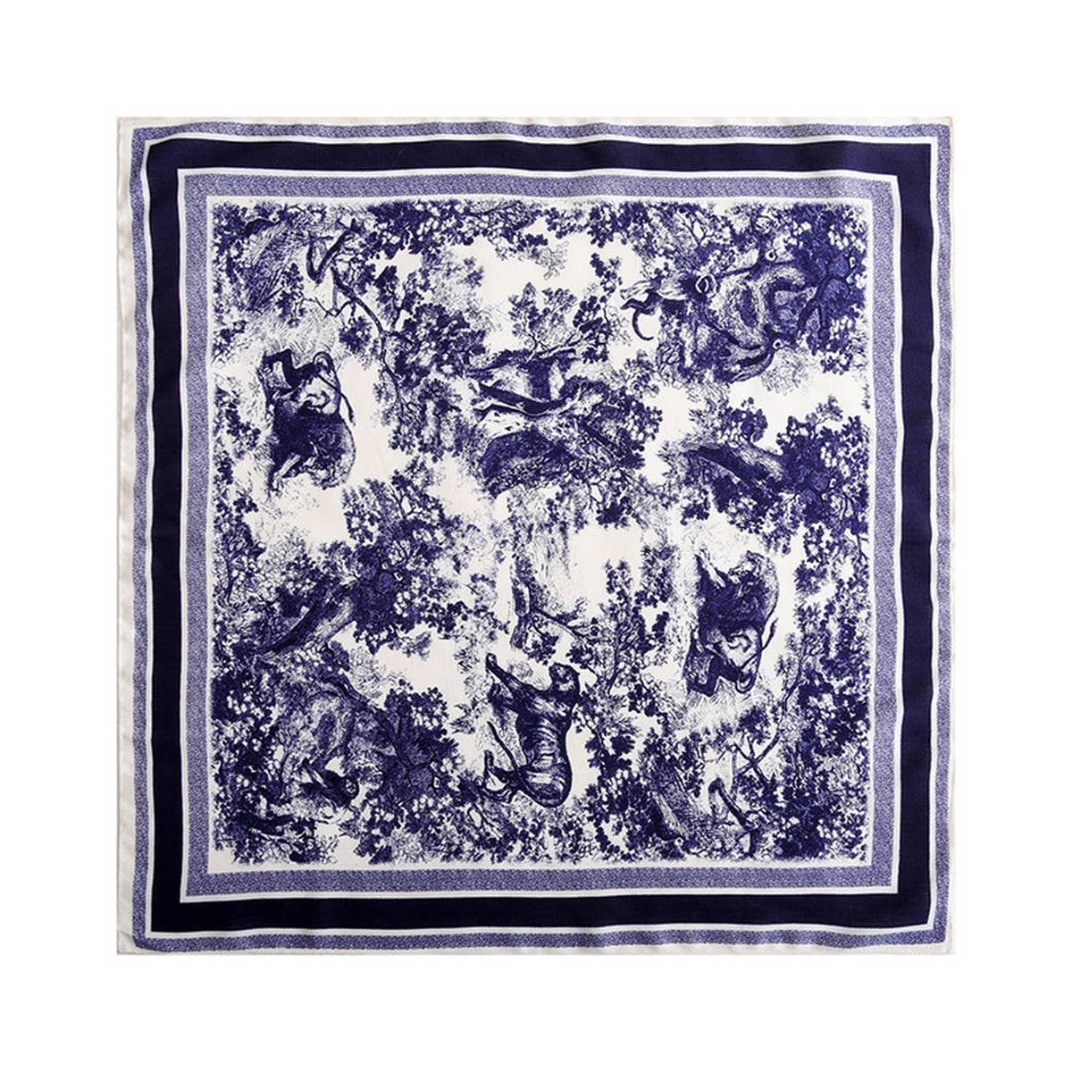 CWASC2400_COLORBLOCK LANDSCAPE RETRO ARTISTIC SILK SCARF