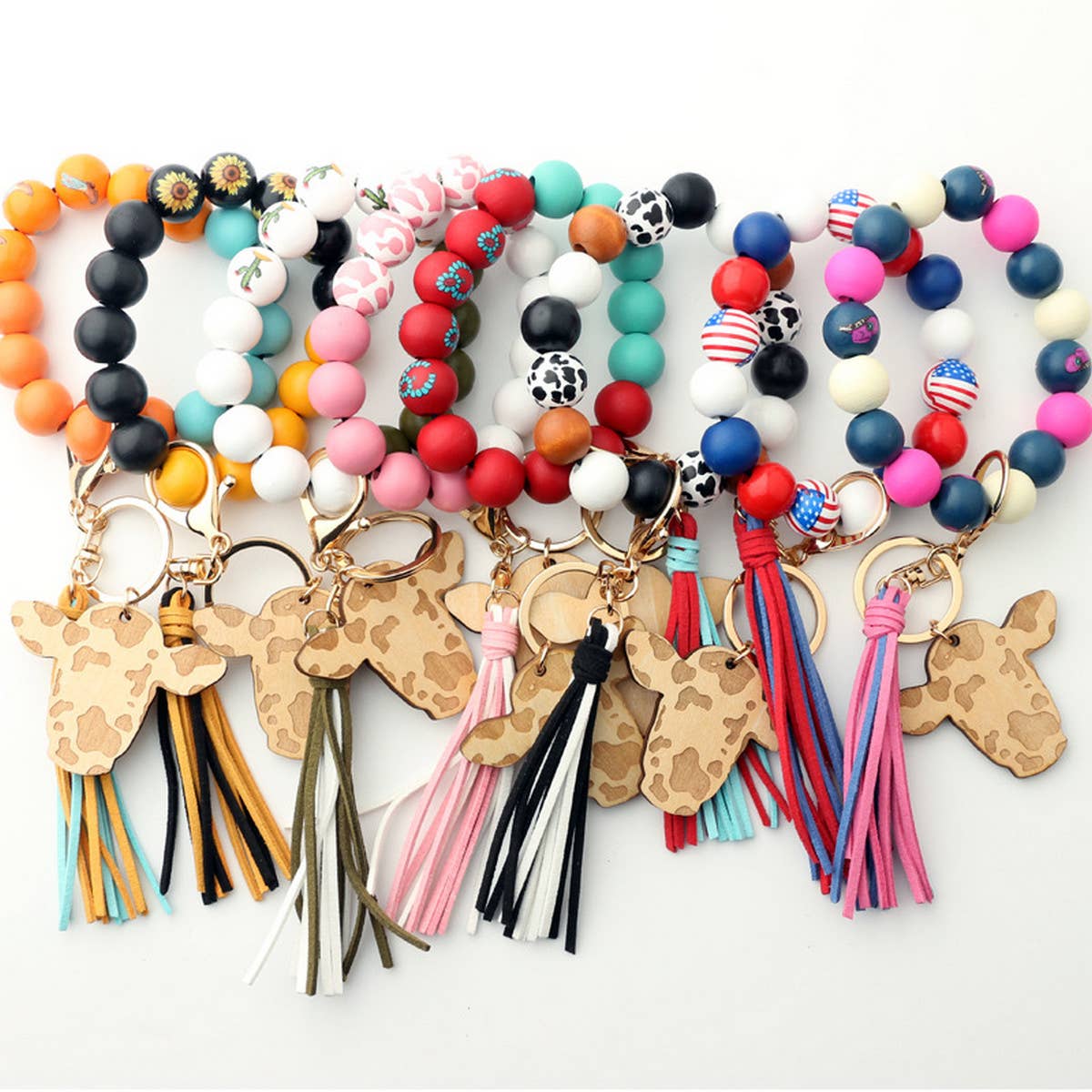 WESTERN NEW TASSEL BRACELET BULL HEAD KEYCHAIN