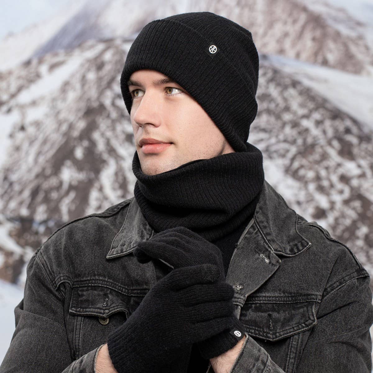 WINTER WARM WOOL HAT SCARF GLOVES THREE-PIECE SET
