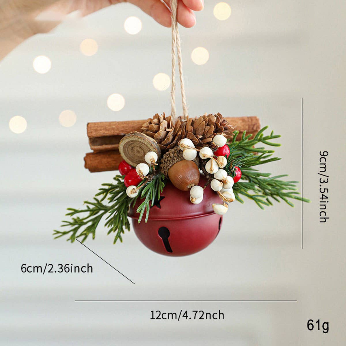CWMM10364_CHRISTMAS BELL ANTLER BOW PINECONE TREE ORNAMENTS