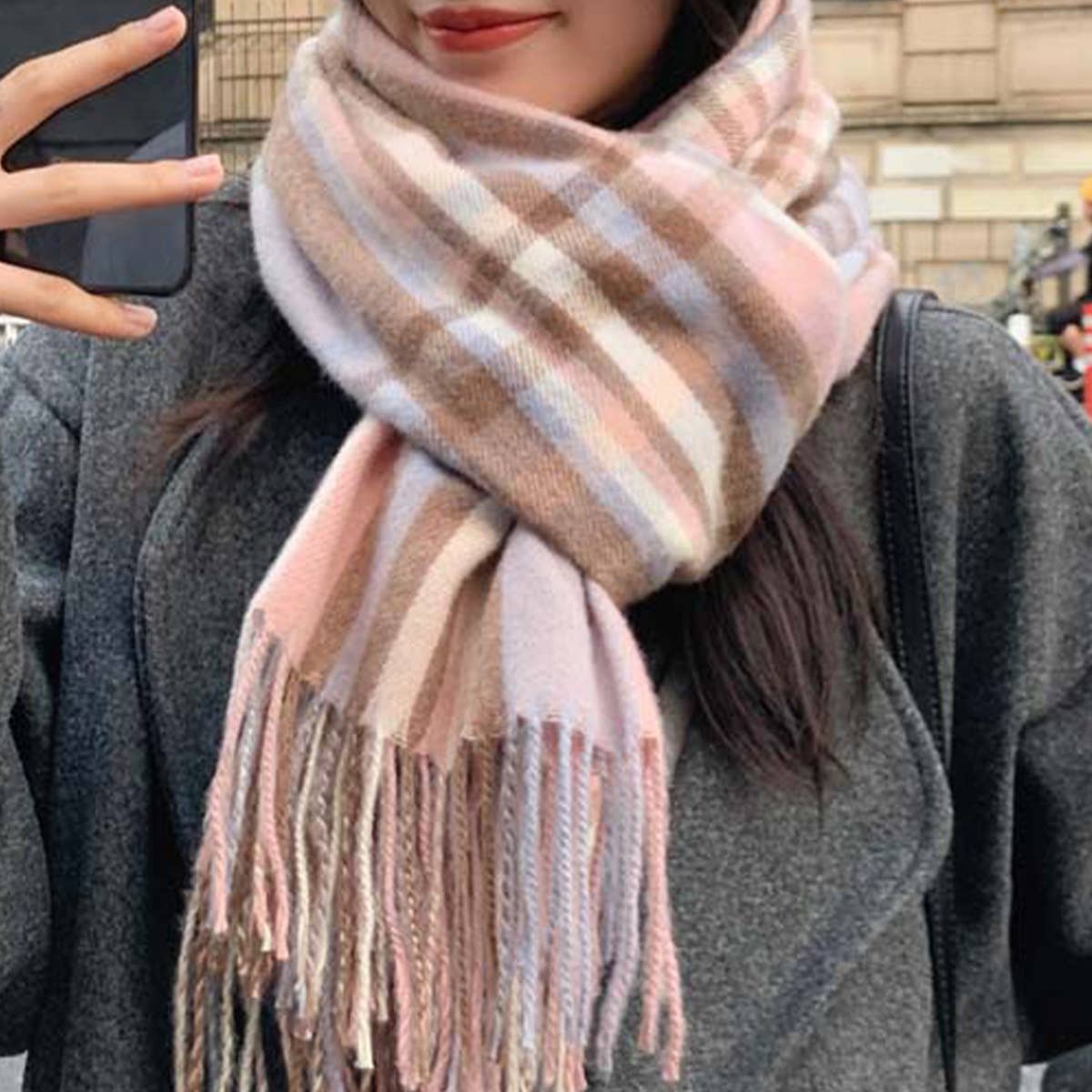 Thick Plaid Scarf ? Long Winter Warm Tassel Shawl