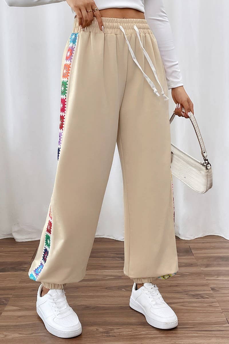 CWBLP1185_CASUAL COLORFUL PRINTED ELASTIC WAIST SWEATPANTS