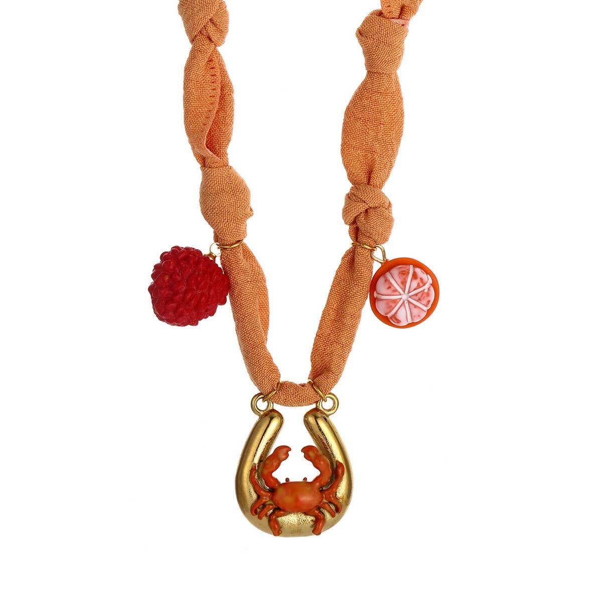 Colorful Scarf Necklace with Fruit Charms
