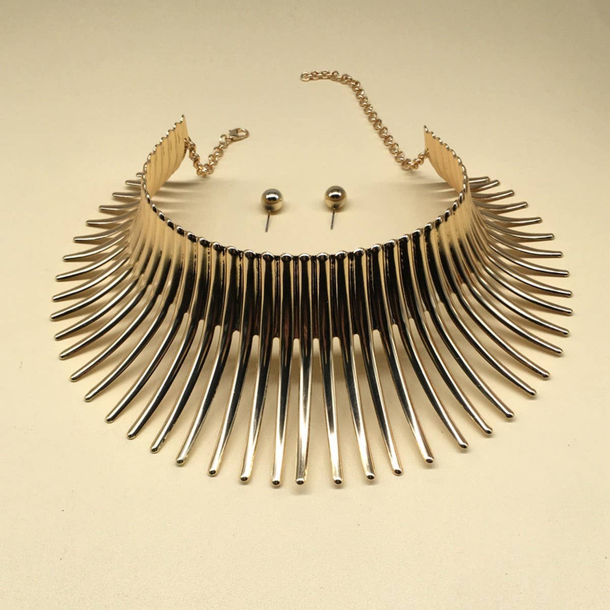 METAL FLOWER PUNK FASHION NECKLACE SET