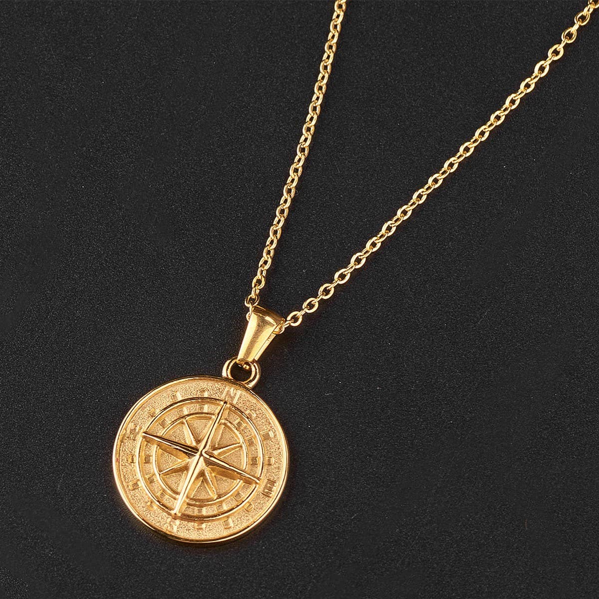 Creative compass hip hop pendant necklace