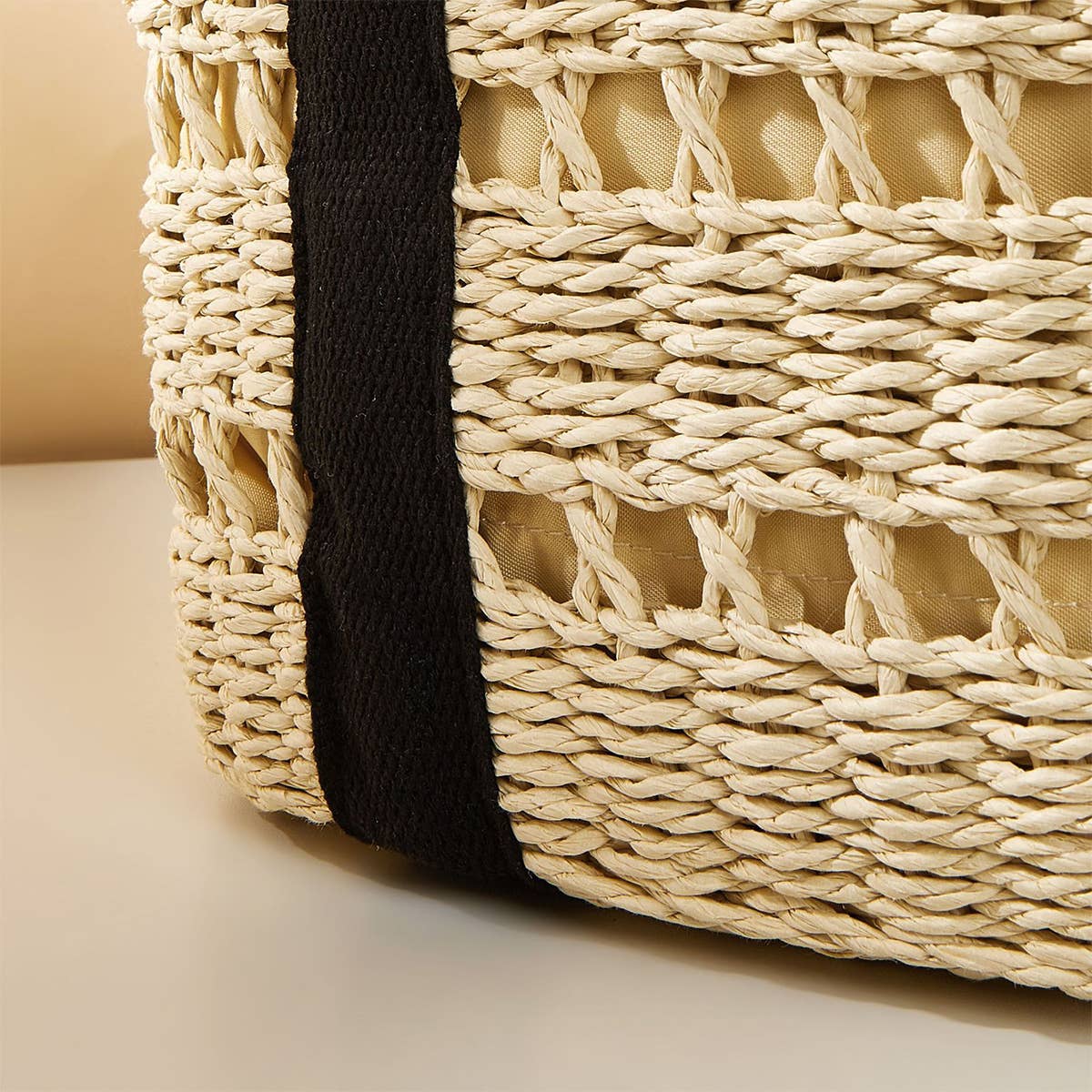 WOMEN CASUAL WOVEN STRAW SQUARE TOTE BAG _CWAB0822